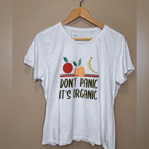 Pact Dont Panic Its Organic Tee Tshirt Fruit Shirt. Farm Fresh Local. Large - Picture 1 of 5